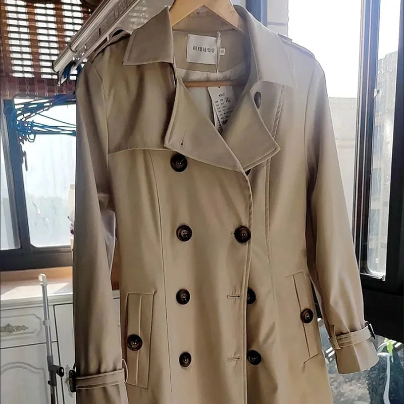 Korean Long Slim Double Breasted Trench Coats