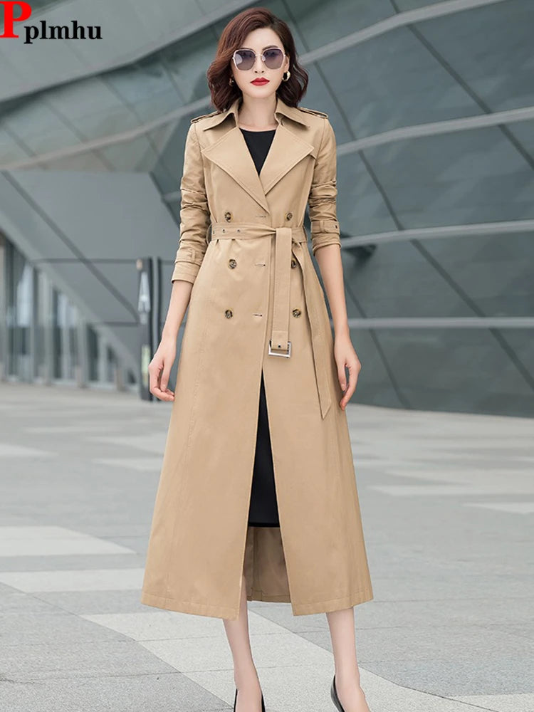 Korean Long Slim Double Breasted Trench Coats