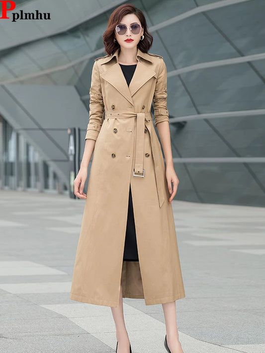 Korean Long Slim Double Breasted Trench Coats